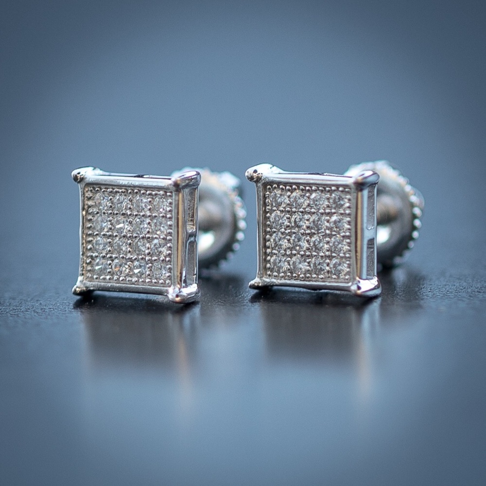 Sterling Silver Mini Square Earrings